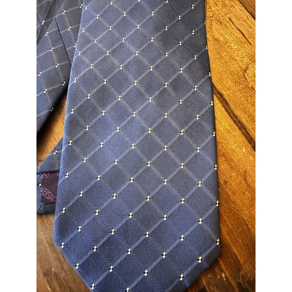 Gianni Versace Necktie Neck Tie Silk Designer Made In Italy Navy